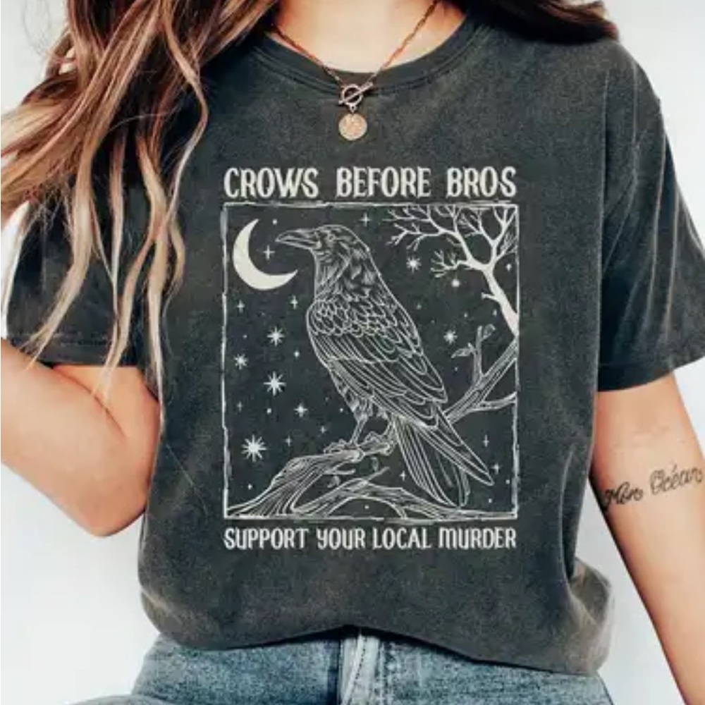 Crows 🐦‍⬛ Before Bros Support Your Local Murder Tee